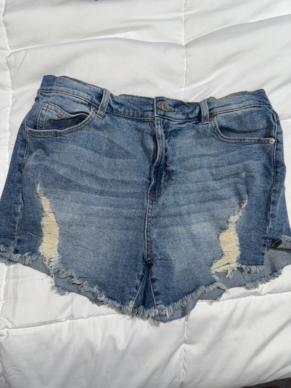 Kendall & Kylie “The icon” Light Blue Frayed High-Rise Denim Shorts size 13/31